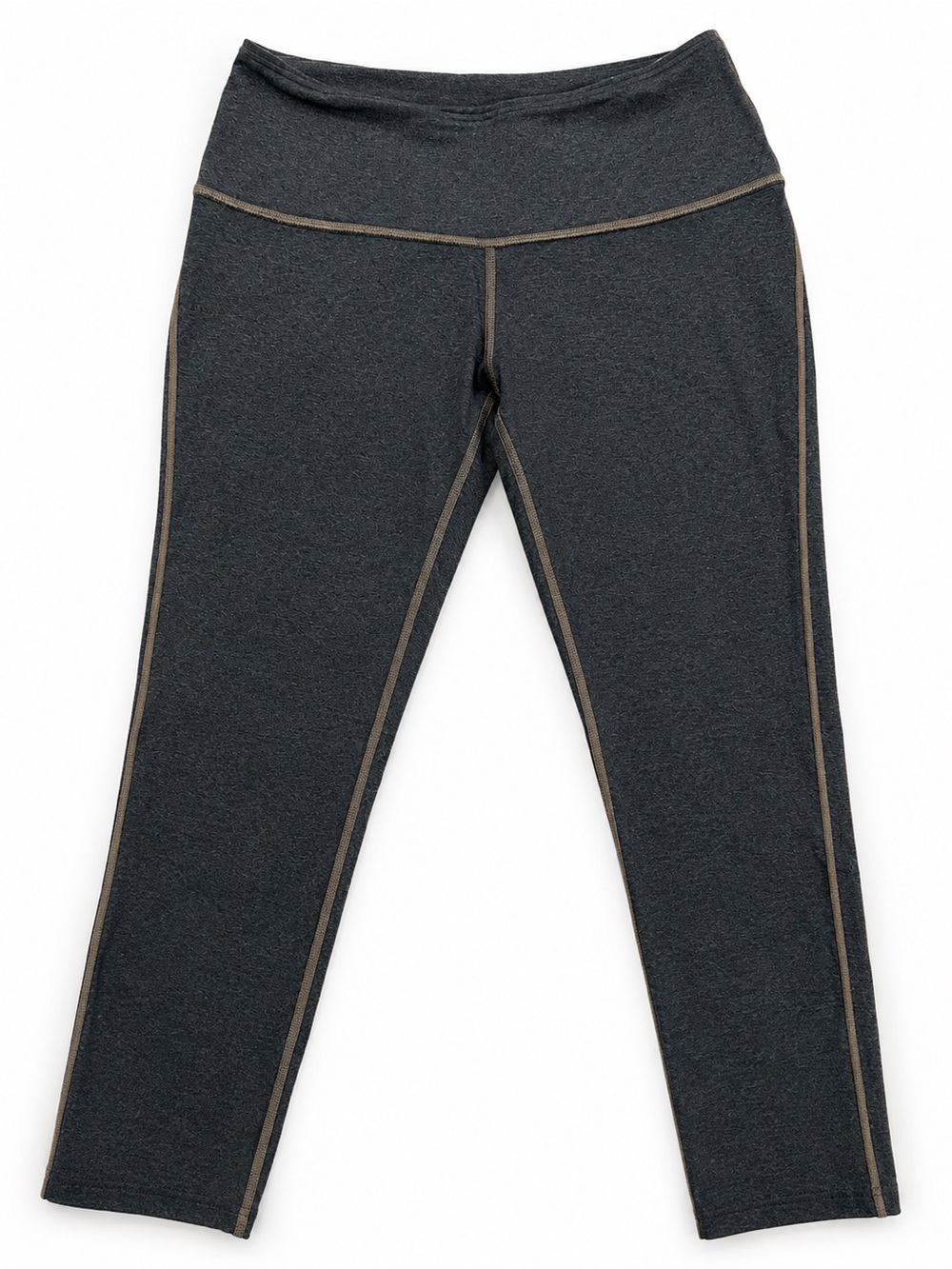 Prana green Leggings with Tan Contrast Stitching